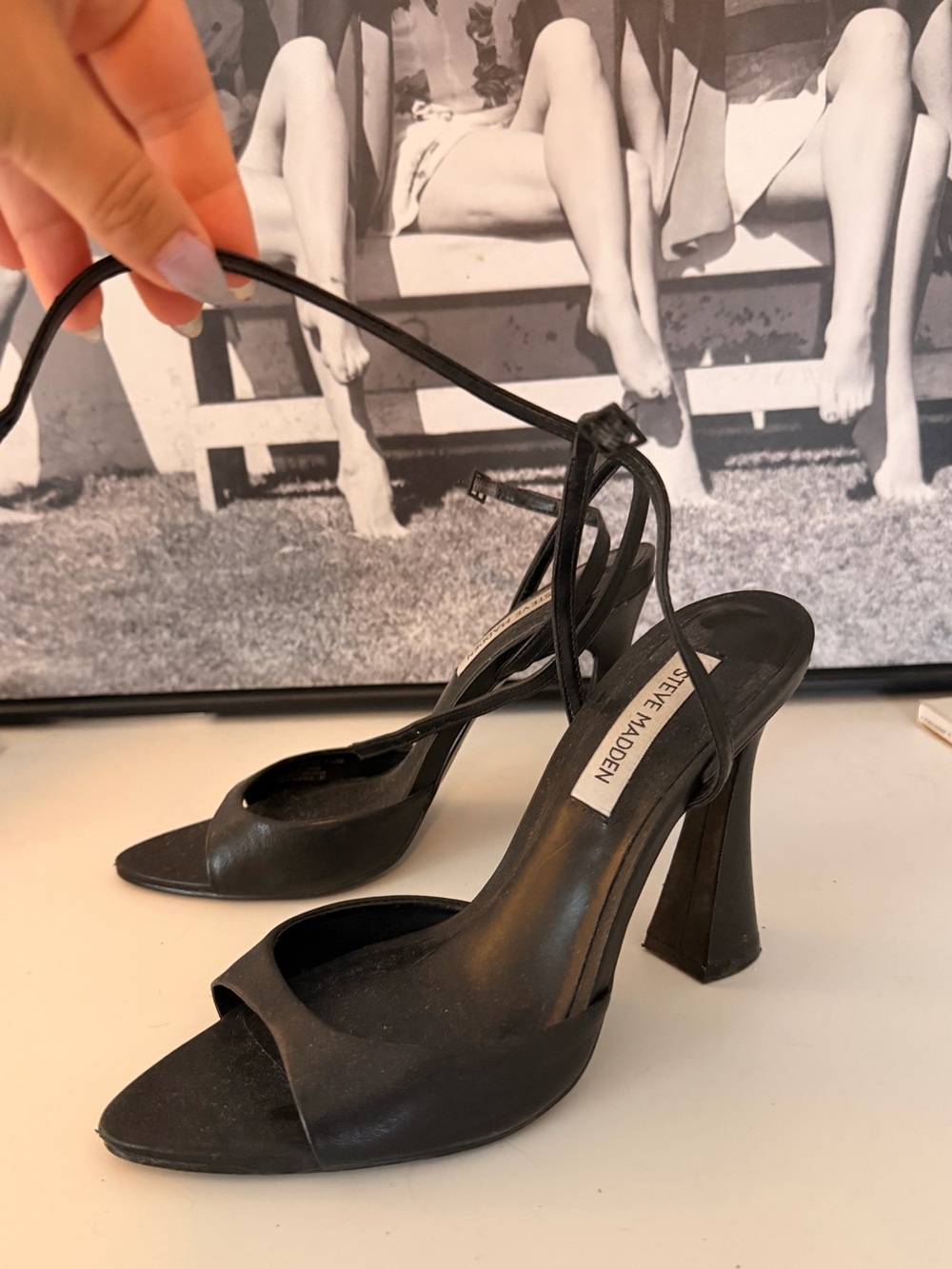Steve Madden Women's Beki Strappy Block Heel Sandals Black Size 7 1/2